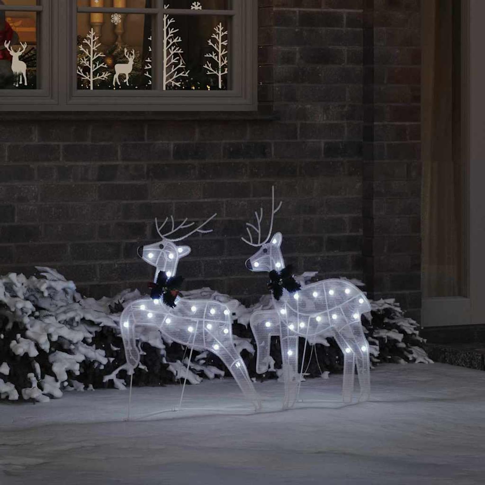 Tidyard LED Rentiere 2 pcs Kaltweiß Stoff, Weihnachtsdekoration für Außen Vorgarten Fassade Geschäftsdekoration Event als Weihnachtsszene42012989