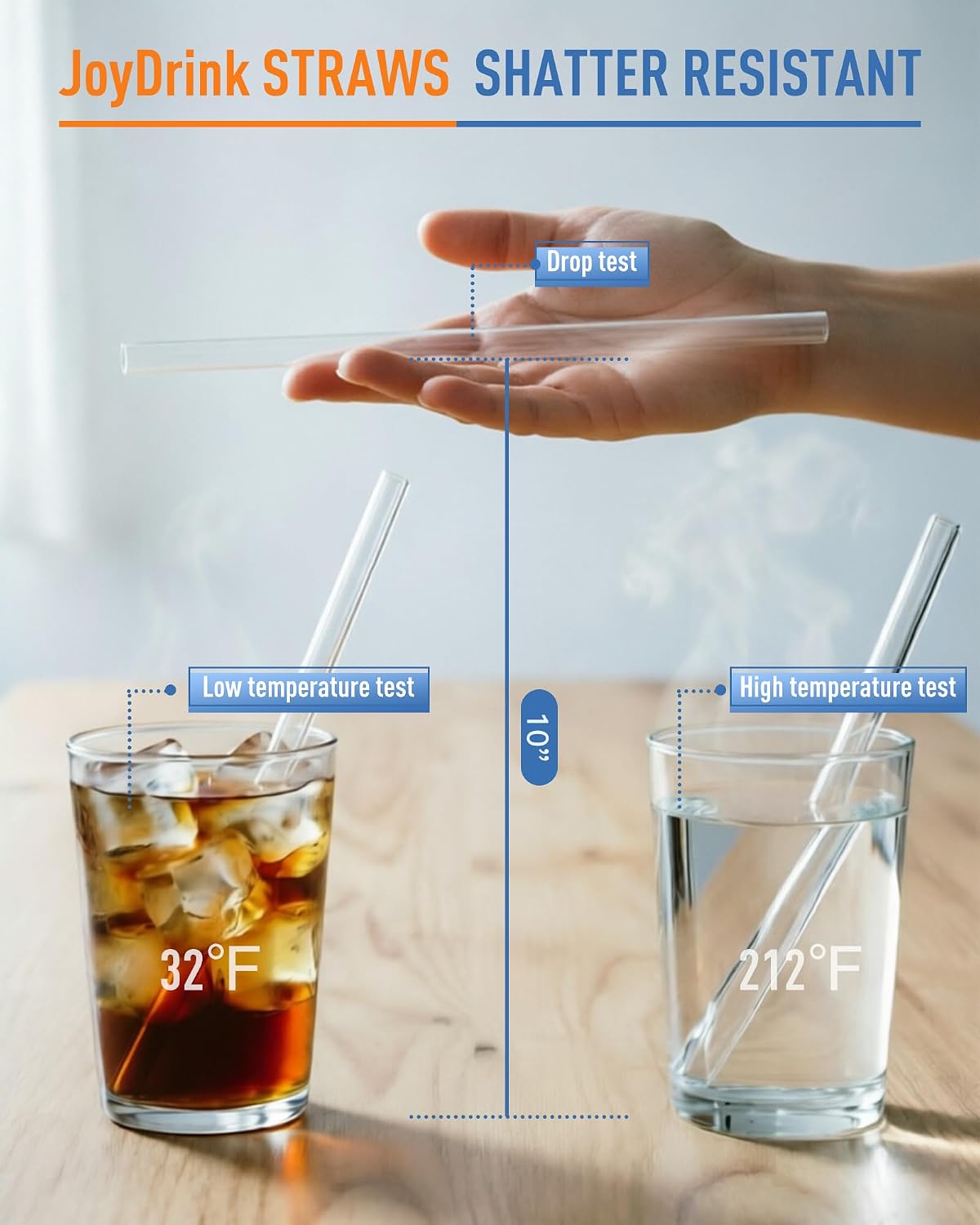 16pcs Glass Straws Short and Long Reusable Straw Shatter Resistant