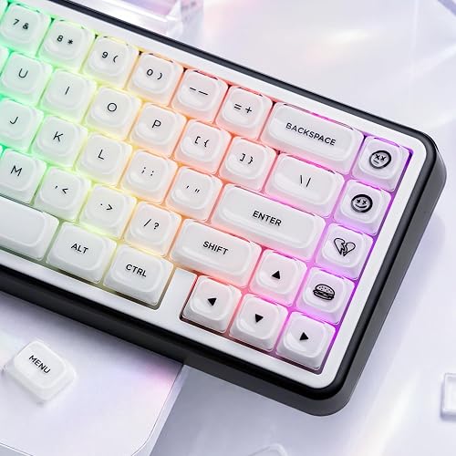 Womier Low Profile Keycaps, White Jelly Keycaps, Shine Through Key