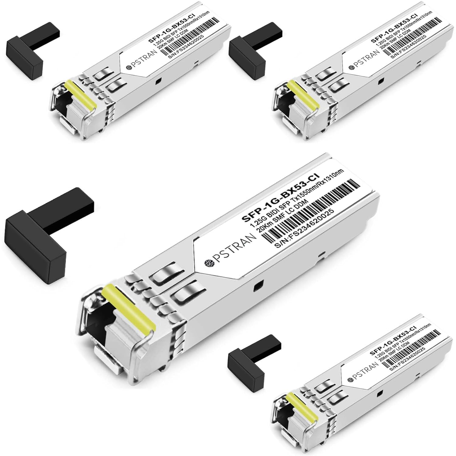 1000BASE-BX BiDi SFP Optical Transceiver Module Compatible with NETGEAR SFP-GE-BX 1550nm-TX/1310nm-RX 20km DOM Simplex LC SMF 4 Pack