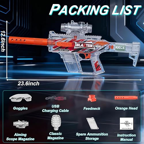 Miniatura 2 de Lanzador de bolas de gel, versión transparente, juguetes eléctricos potentes de 160 Fps, 70 pies, 10 Rs por segundo, lanzador automático de bolas de