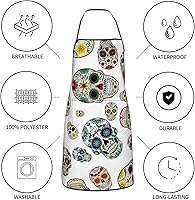 Vista 6 de Delantal de calavera de azúcar, delantales de cocina para hombres y mujeres, delantal de cocina, delantal de chef, delantales de jardín ajustables