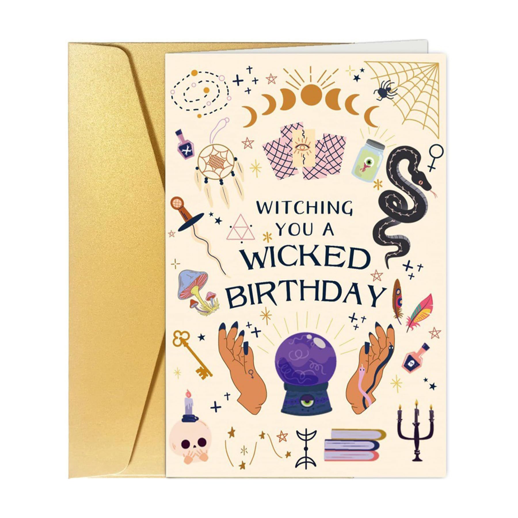 Gothic Birthday Card - Wicked Birthday Card, Gothic Birthday Cards for Girl, Wicked Gifts are Full of Magic, Magic-themed Greeting Gifts for Witches with Envelope,Mystical Fantasy Goth Gift for women