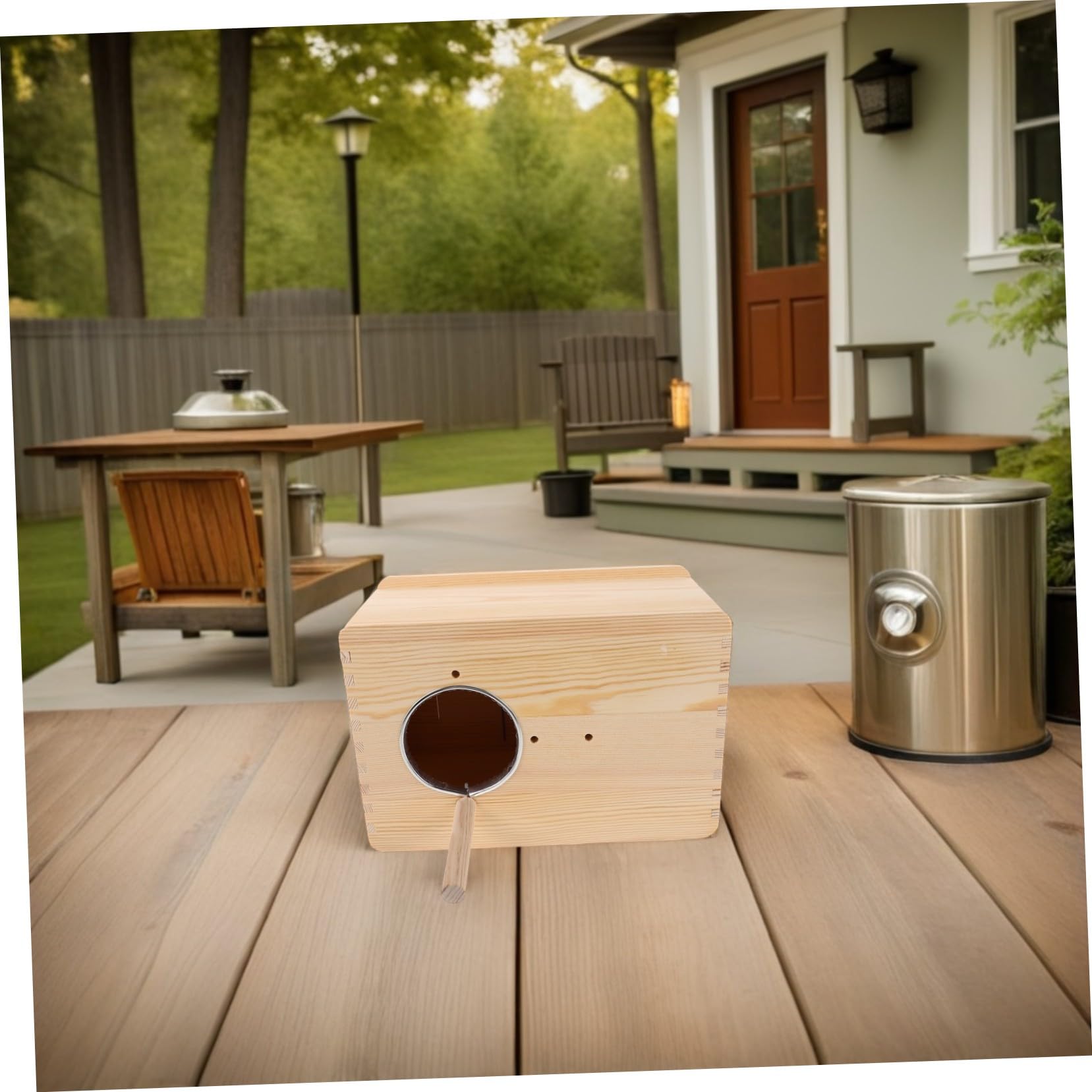 Casa per Uccelli in Legno Solido Nido Allevamento Pappagalli Cocorite e Calopsite con Isolamento Termico e Design Sicuro per Balcone Giardino Patio