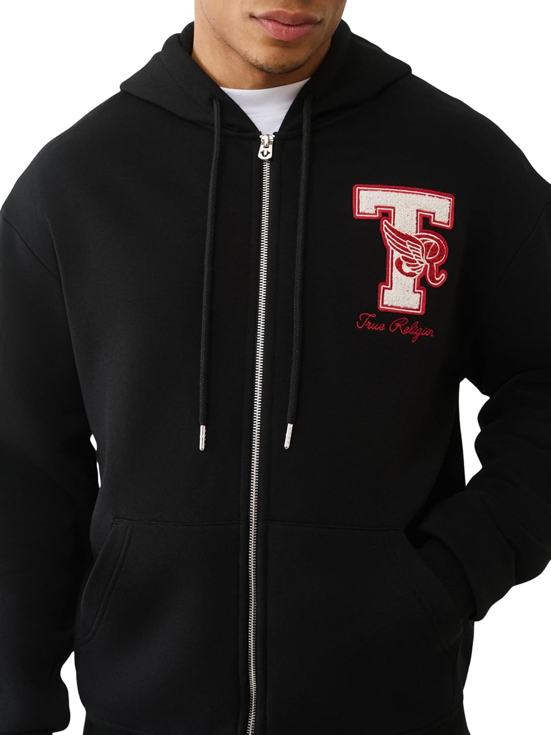 True Religion World Tour Champs Zip Up Sweatshirt with Horseshoe Logo & Bold Back Graphic