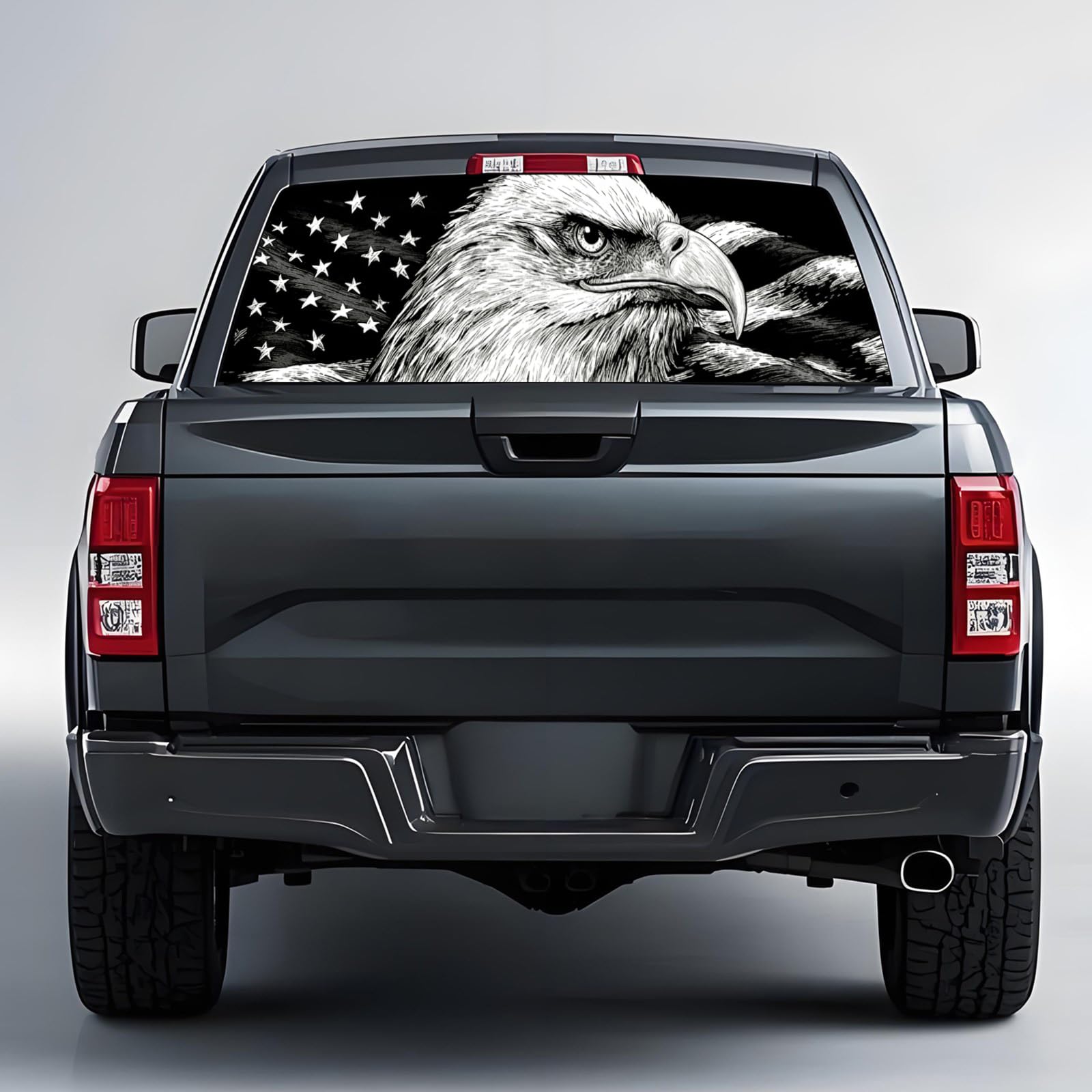 Back Window Decals for Trucks - 65x17.3 in Eagle Flag Window Decal Rear Window Decals for Truck Decor, Creative Truck Rear Window Decal for Personalized Decoration - Eagle-34-S