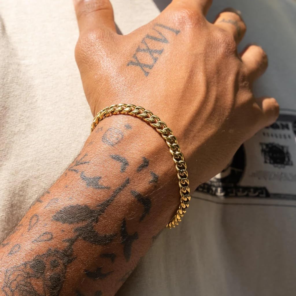 6mm 8mm 14K Real Gold Plated Miami Cuban Link Chain Bracelet 316L Stainless Steel Thick Hypoallergenic Hip Hop Jewelry for Mens Women Christmas Birthday Gift - Image 3