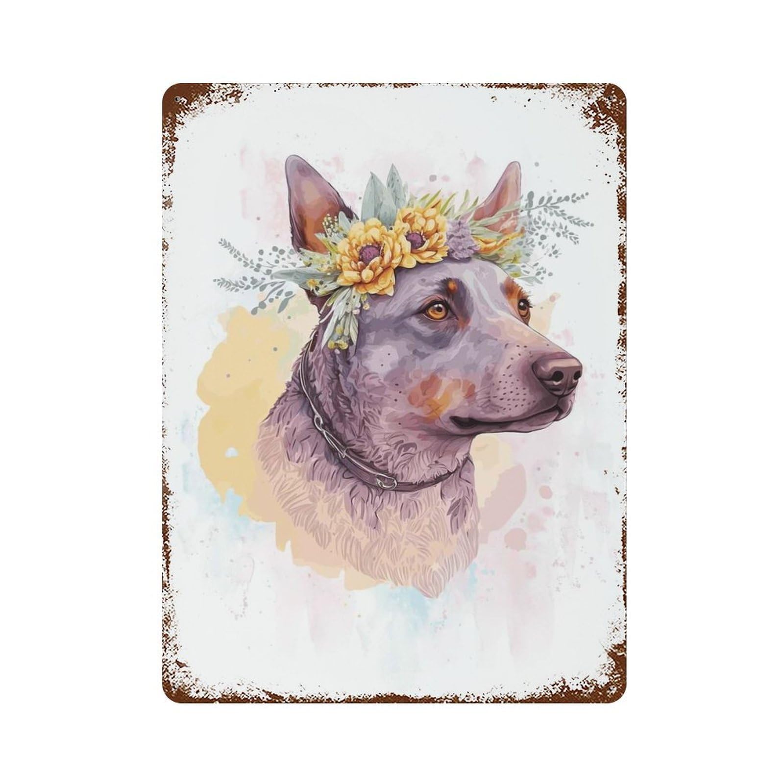 Australian Cattle Dog Art Vintage Rust Metal Sign 15.7"x11.8", Ideal for Cafe, Home Bar And Lounge Decor