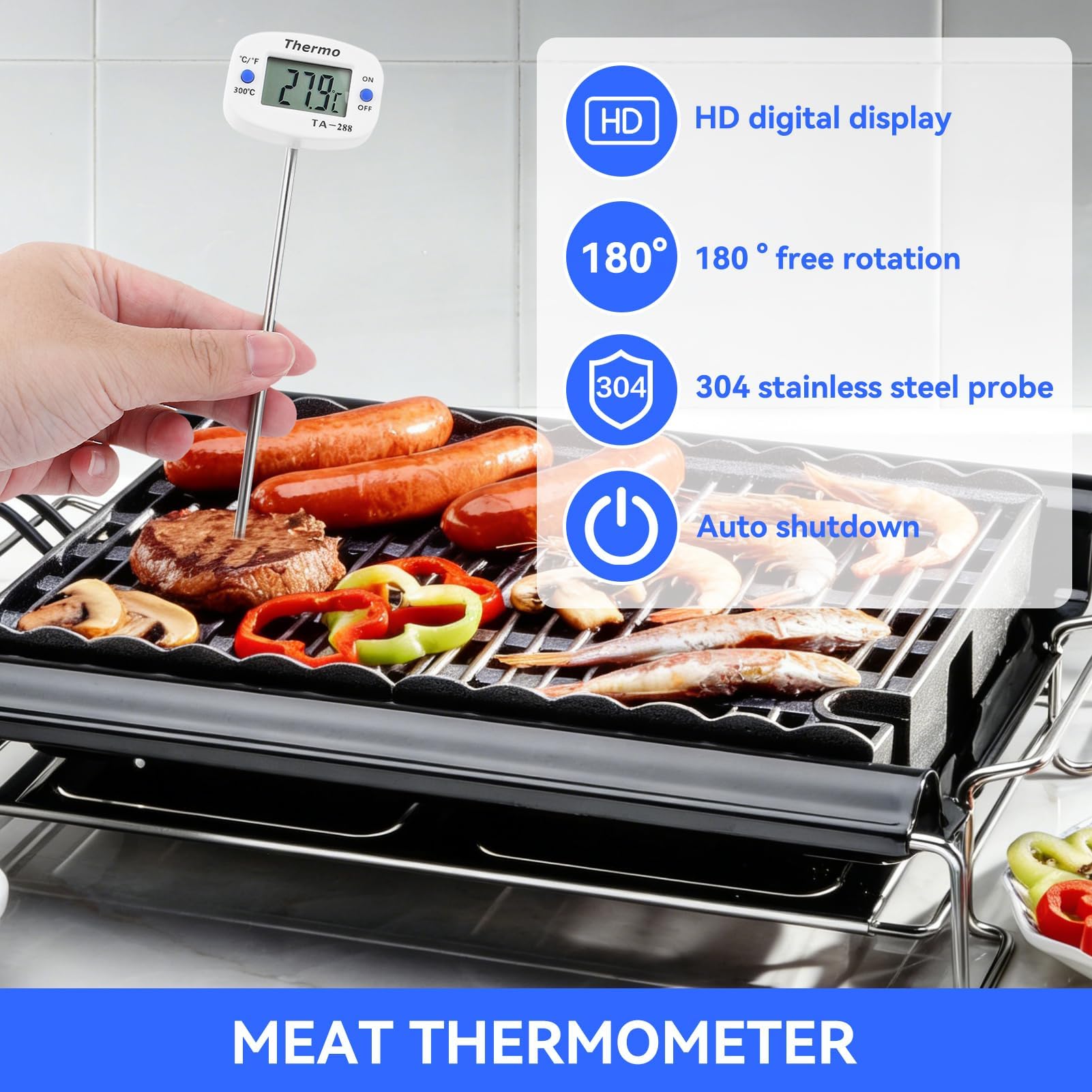 Termometro per latte, Multiuso Termometro digitale con sonda lunga per Liquido, Candela, Cibo, Carne
