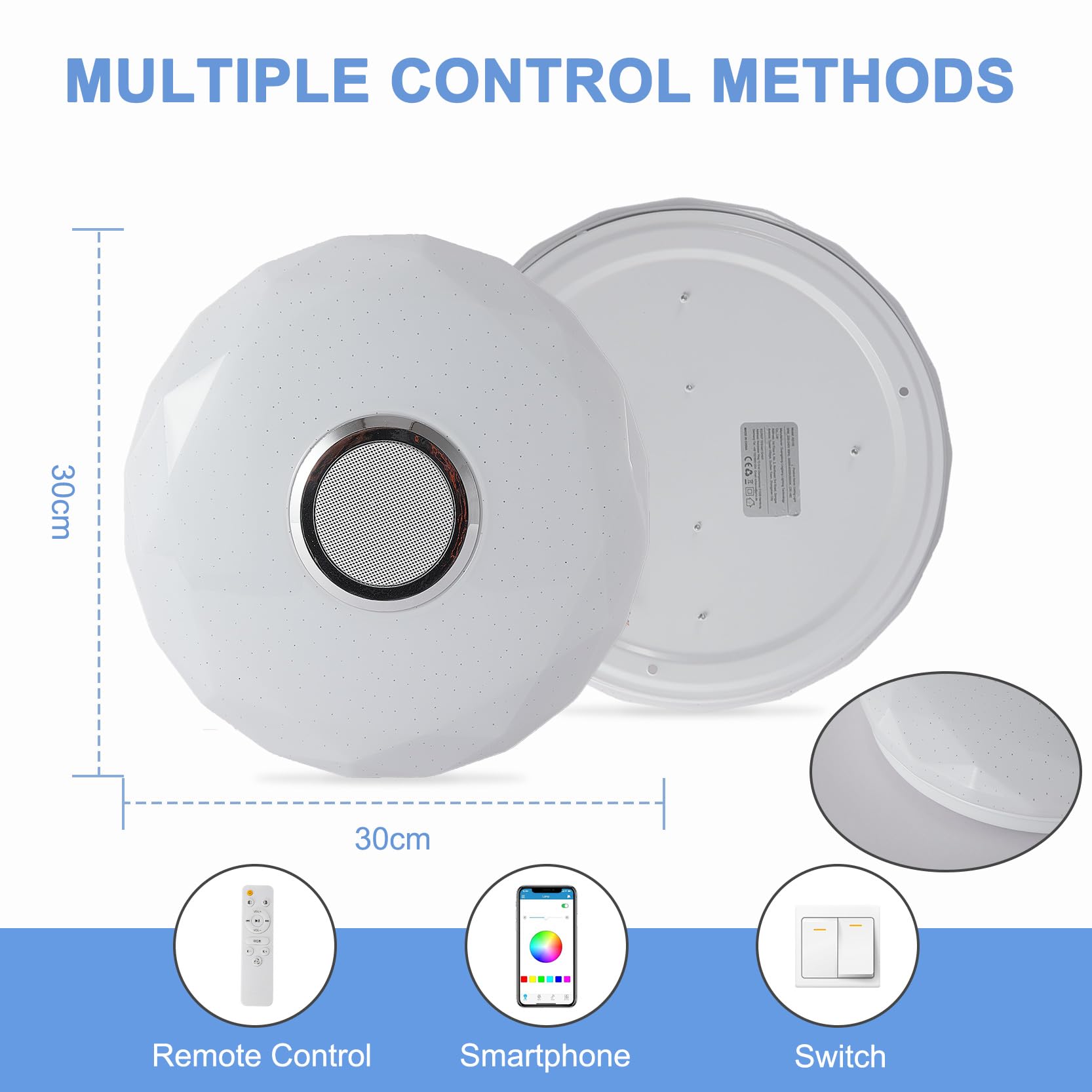 LUTW Plafonnier LED Dimmable 24W 2400lm, Luminaire Plafonnier Avec RGB Rétroéclairage Contrôle