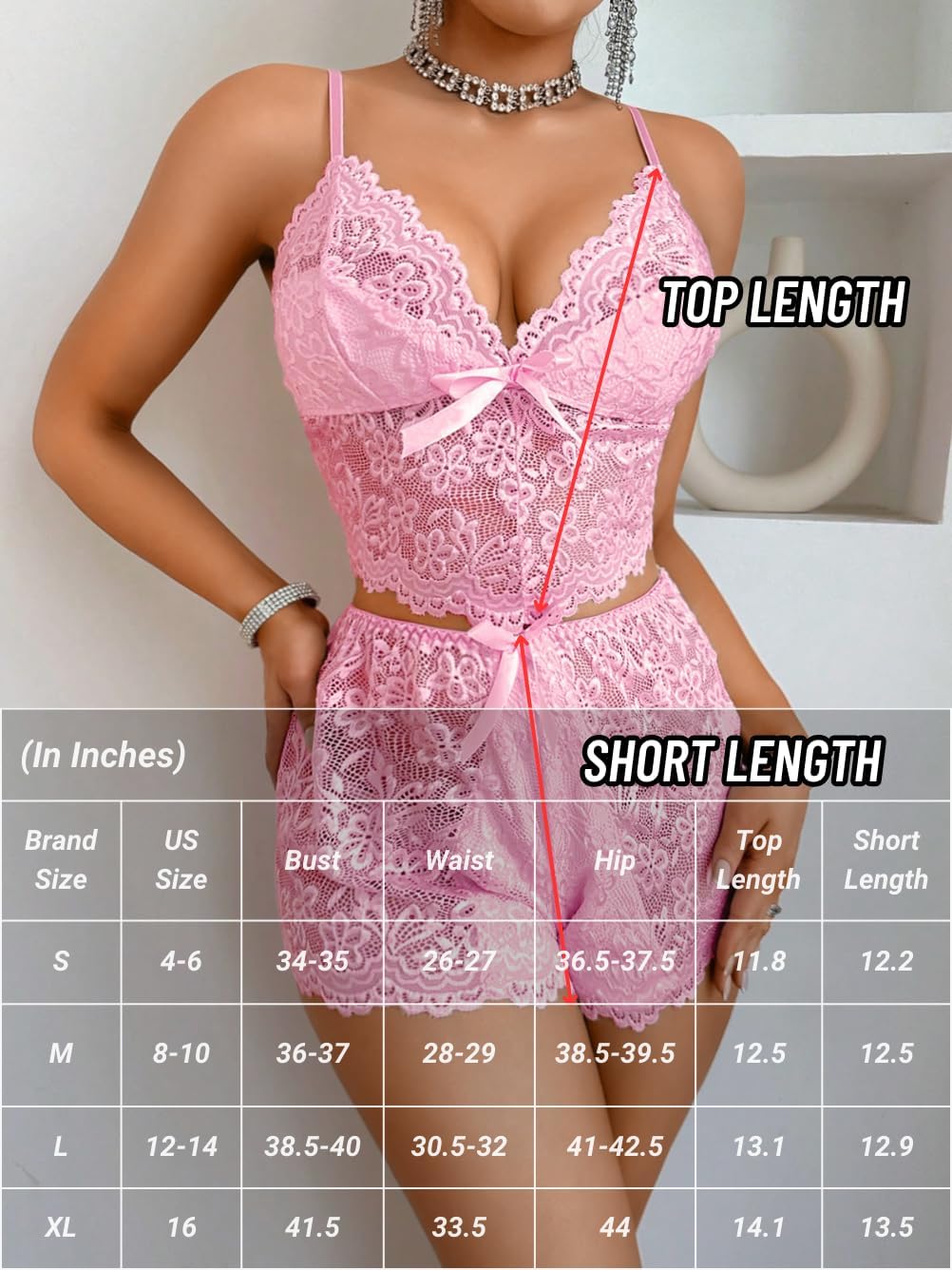 Bow Tie Sexy Lace Sheer Pajama Lingerie Set for Women, Floral Bra and Panty Set 2 Piece High Waisted Sleepwear - Image 6