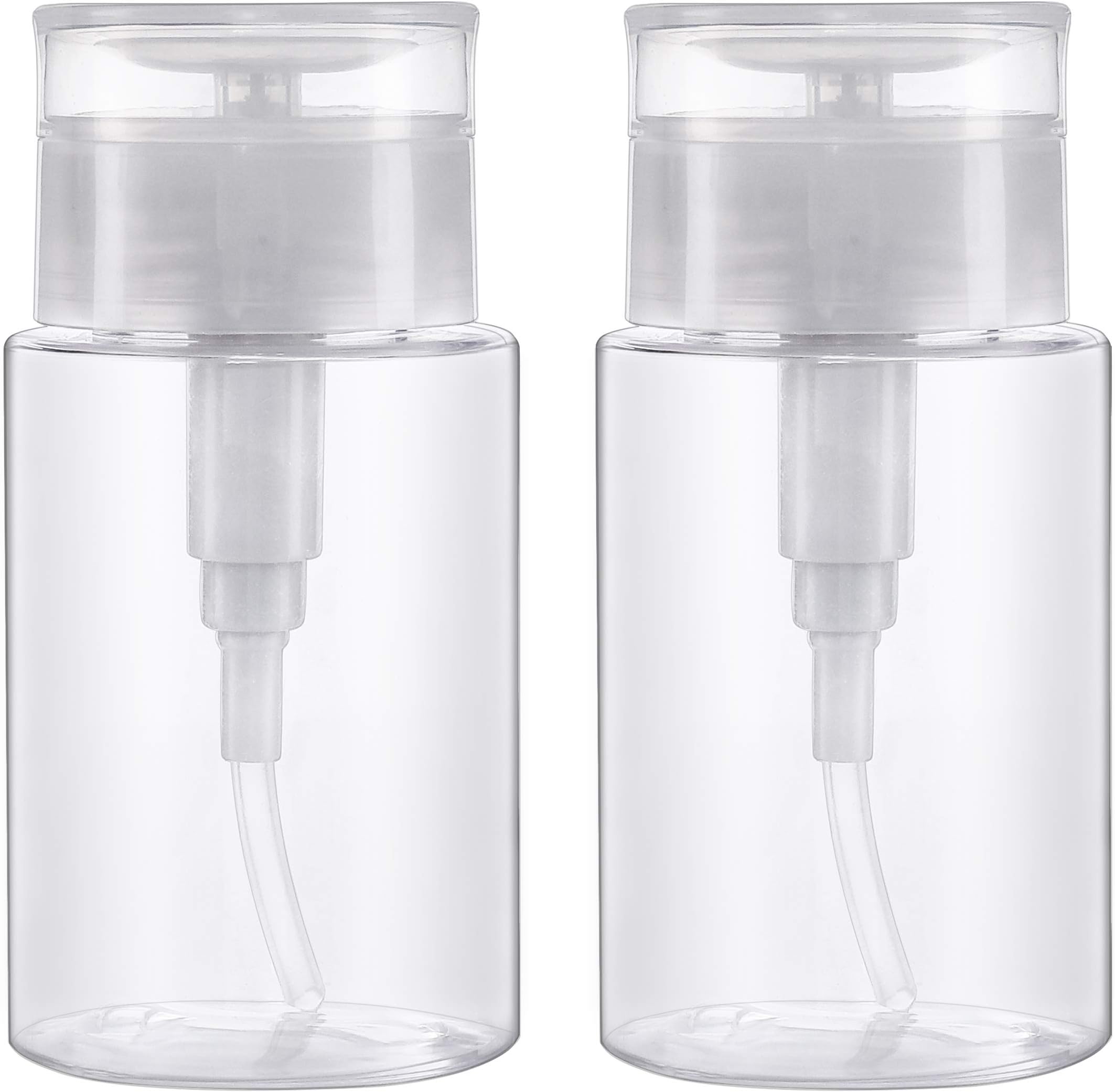 Nail Polish Remover Pump Dispenser, Push Down Cleanser Bottle for Make Up, 100ml Travel Liquid Bottle Container for Nail Art Tool Set, 2PCS