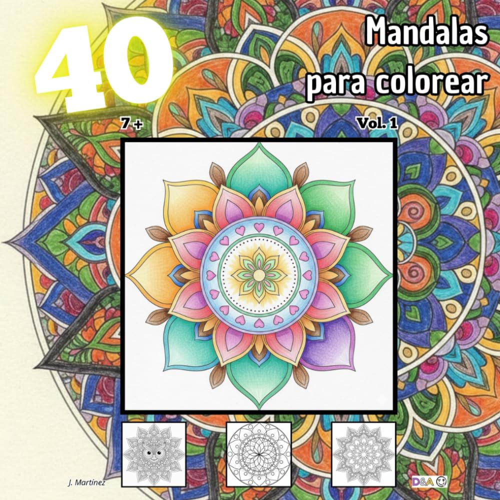 40 Mandalas para colorear - Vol. 1 (+ 7 años): Libro para colorear dirigido a niños + 7 y adultos. Ideal para concentración y relajación. (40 dibujos + 7 y adultos para colorear)
