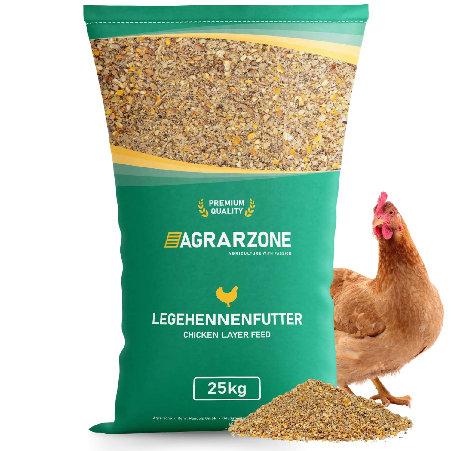Agrarzone PREMIUM Mangime per galline ovaiole sfarinato 25 Kg - Qualità premium Austriaca, 100% naturale e senza OGM - Aumenta numero e dimensione delle uova, per galline sane