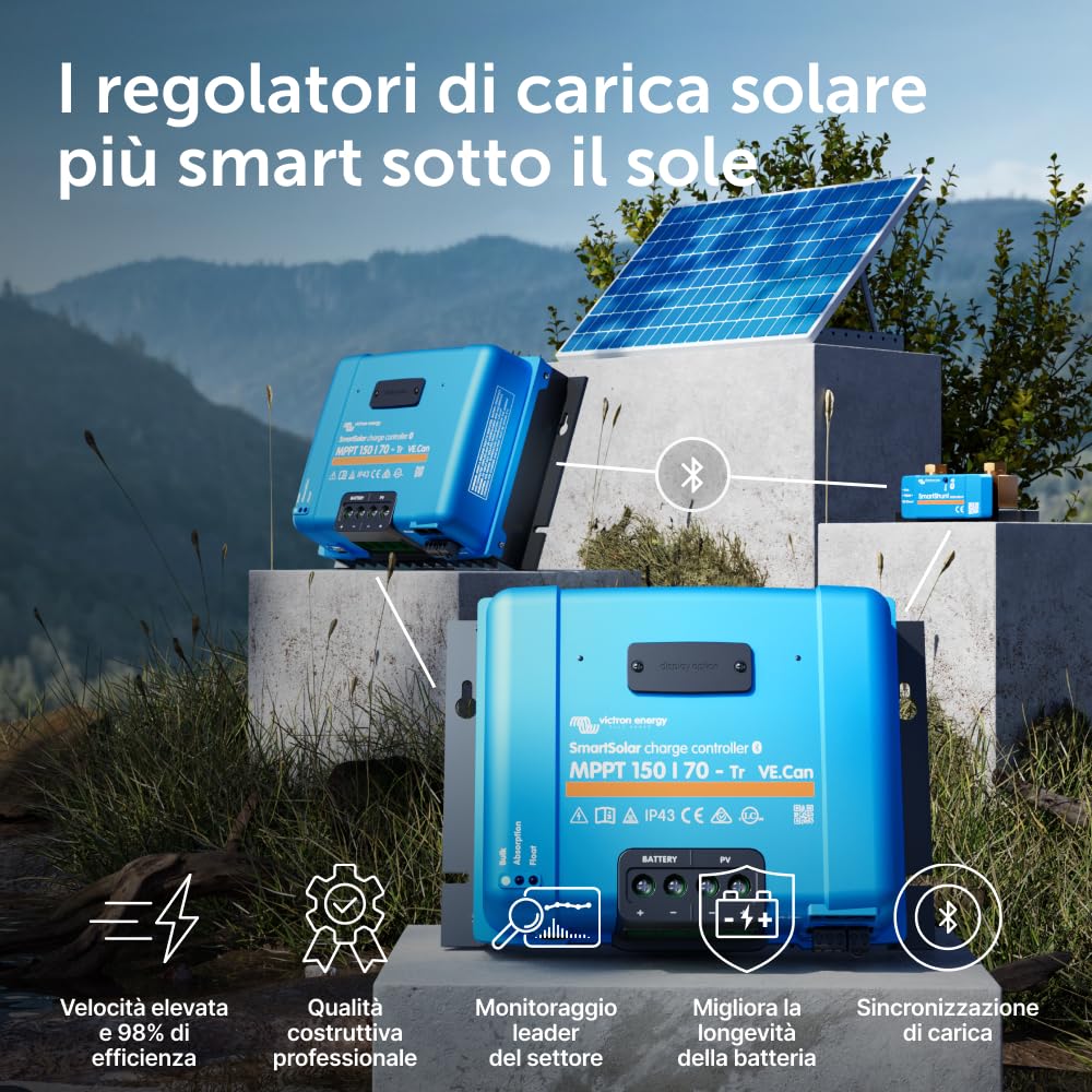 Victron Energy SmartSolar MPPT Tr VE.Can 150V 70 amp 12/24/36/48-Volt Regolatore di Carica Solare (Bluetooth)