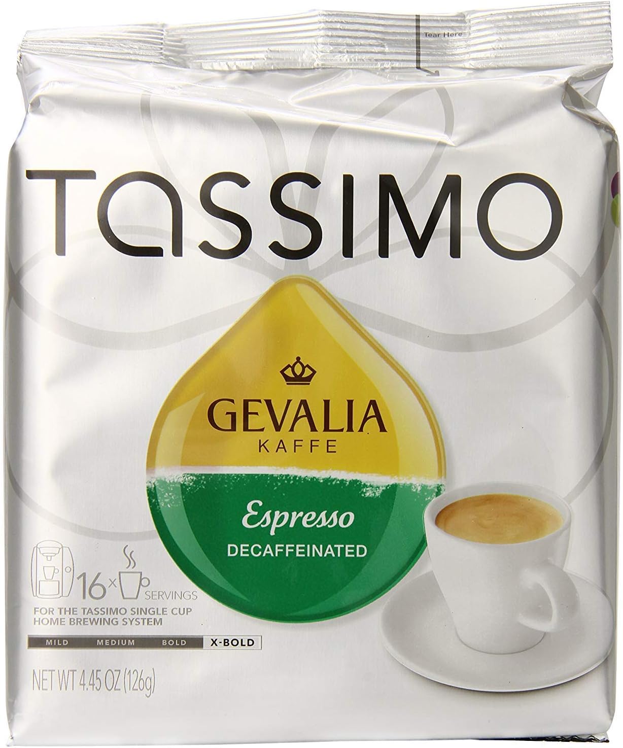 Tassimo Gevalia Decaf Espresso Extra Bold Roast Coffee T Discs, 16 Count (Pack of 5)