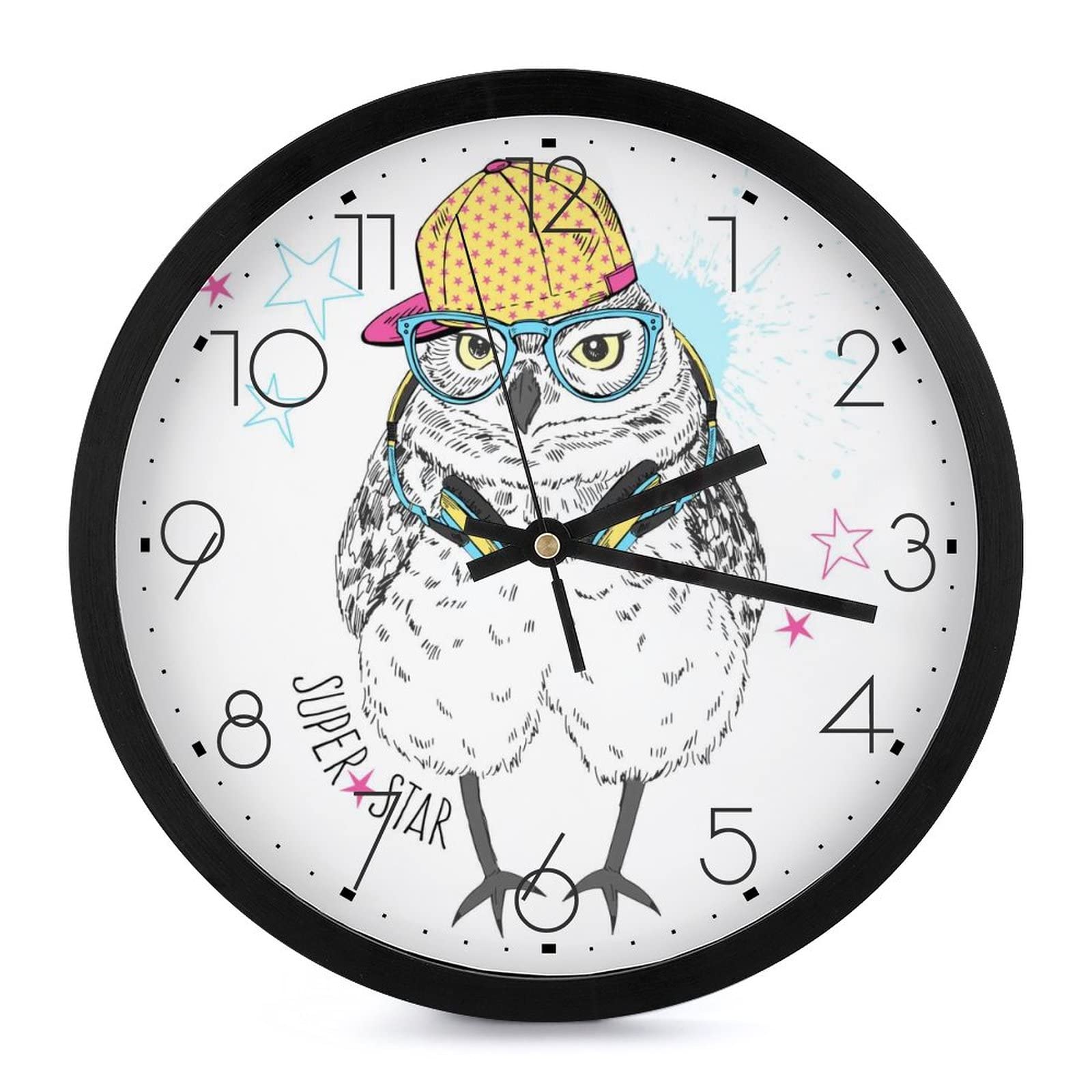 Pendule murale silencieuse hibou moderne horloge sans bruit pour classe ecole