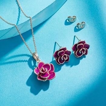 Amazon | [CHLOEOS] バラ ピアス ネックレス セット レディース