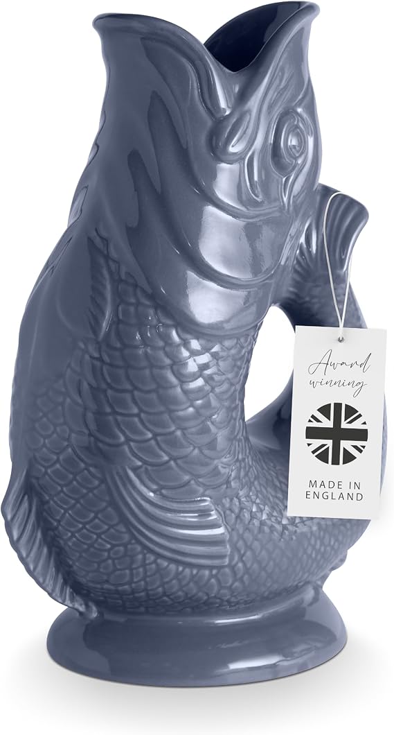 Wade Fish Jug, Earthenware, Iconic UK Heritage, Made in Stoke-on-Trent, 1.2L, French Grey