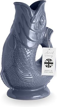 Wade Fish Jug, Earthenware, Iconic UK Heritage, Made in Stoke-on-Trent, 1.2L, French Grey