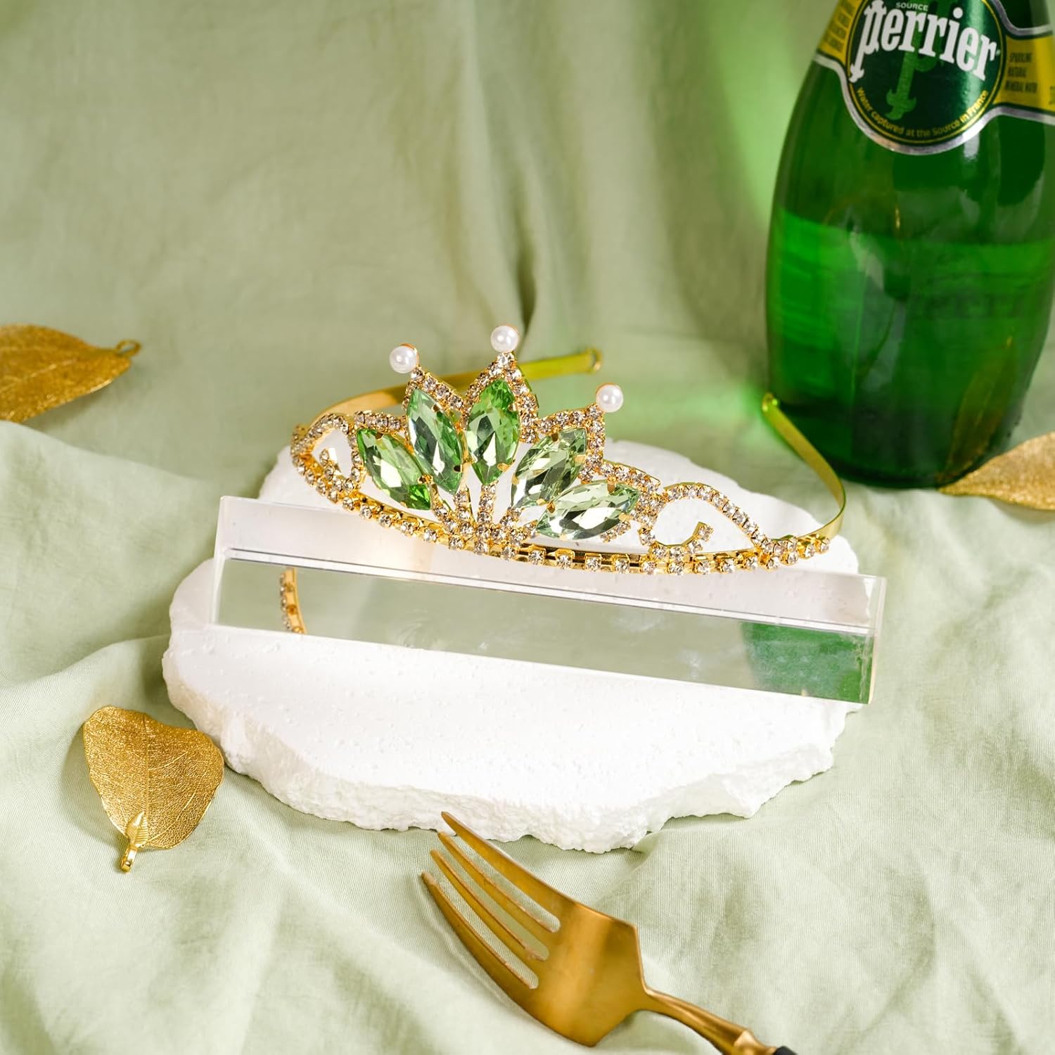 Princess Tiana Tiaras and Necklace for Women Green Princess Tiana Crown Birthday Halloween Party Princess Tiana Accessories - Image 2