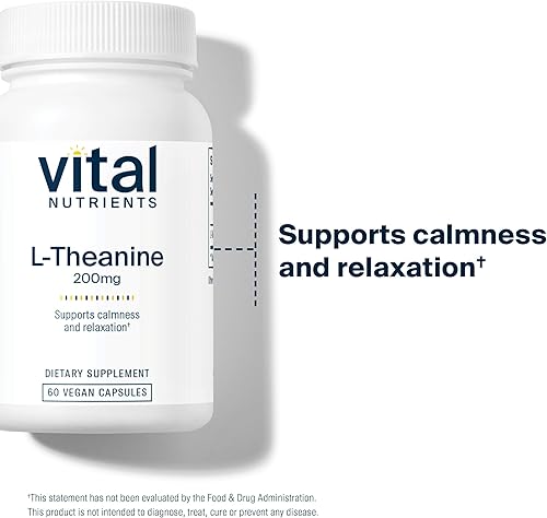 Miniatura 3 de Vital Nutrients L-teanina 200 mg  Suplemento vegano  L teanina apoya niveles normales de estrés y función cognitiva*  Sin gluten, lácteos y soja  30