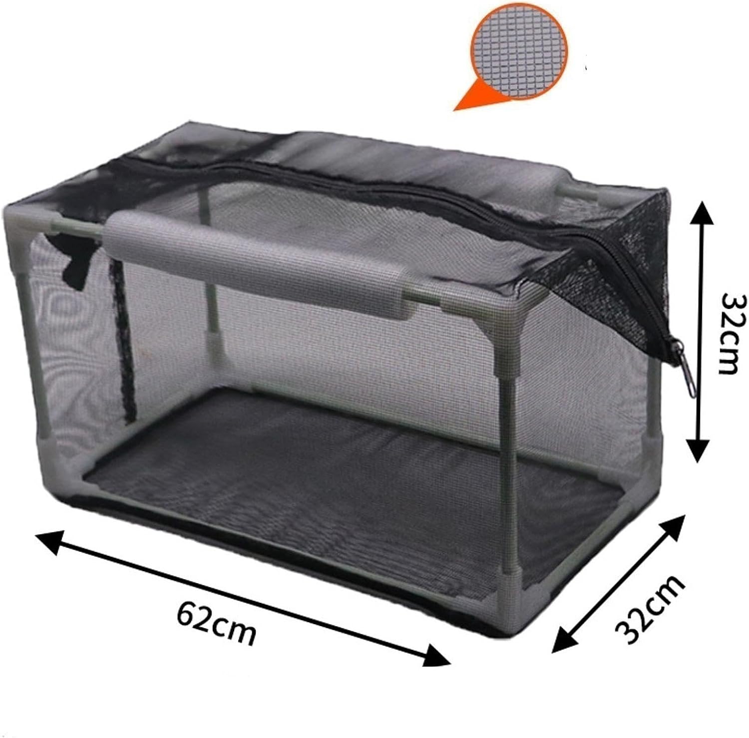 Aquarium Separation Net Breeding Box Pp Frame Multifunctional Nylon Mesh for Fish Spawn Hatchery Lightweight Accessories, 62x32x32cm