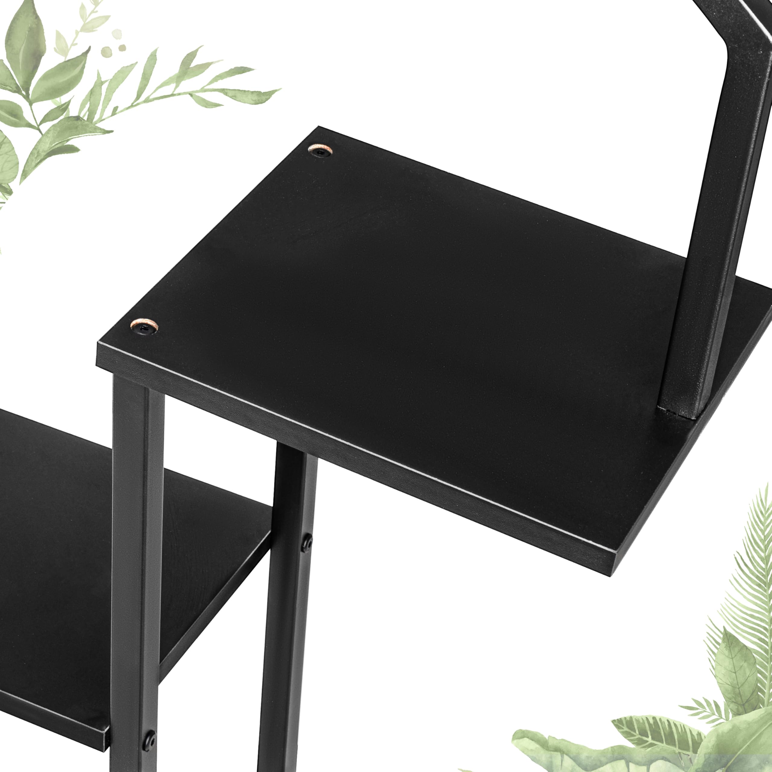 Ribelli 5-stufiger Metall-Pflanzenständer in Herzform 170 cm, Pflanzenregal mit 5 Ablagen & 4 Haken, Hoch Blumenständer Pflanzentreppe mit Kippschutz für Balkon Wohnzimmer Terrasse, Schwarz