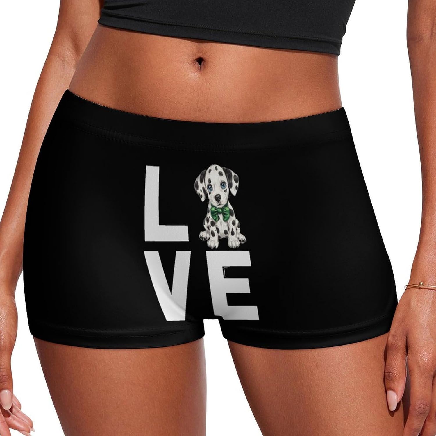 I Love Dalmatian Puppy Dog Fashion Women's Boxer Briefs Breathable Underpants Trunks Stretch Underwear