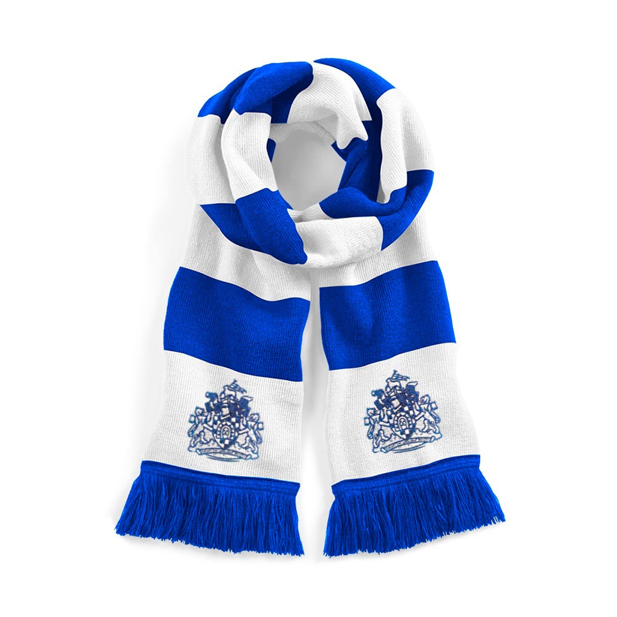 Halifax 1960s Retro Traditional Football Scarf Embroidered Logo, Royal/White, 187cm x 17cm