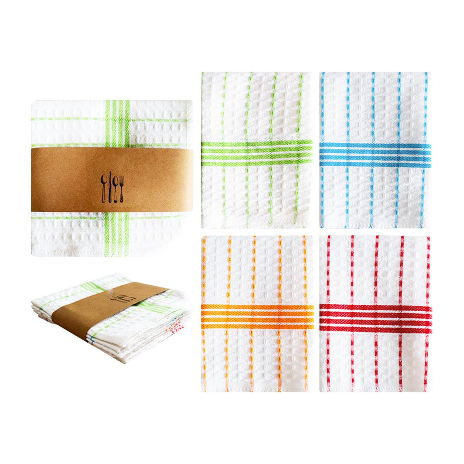 Woedpez 4Piece Cotton Cleaning Cloths NonLint Absorbent Towels Washcloths for Glassware Countertops Color Assortment Cotton Cloths