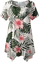 LARACE Short Sleeve Shirts for Womens Plus Size Tops Casual Summer Clothes Asymmetrical Tunic Blouses