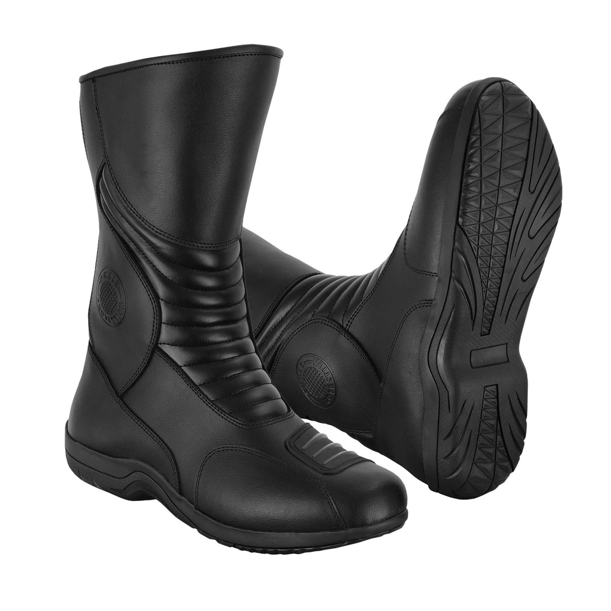Botas de moto para hombre, homologadas CE (EN13634:2017), nivel 2, zapatos de moto de cuero con calzado protector de tobillo largo