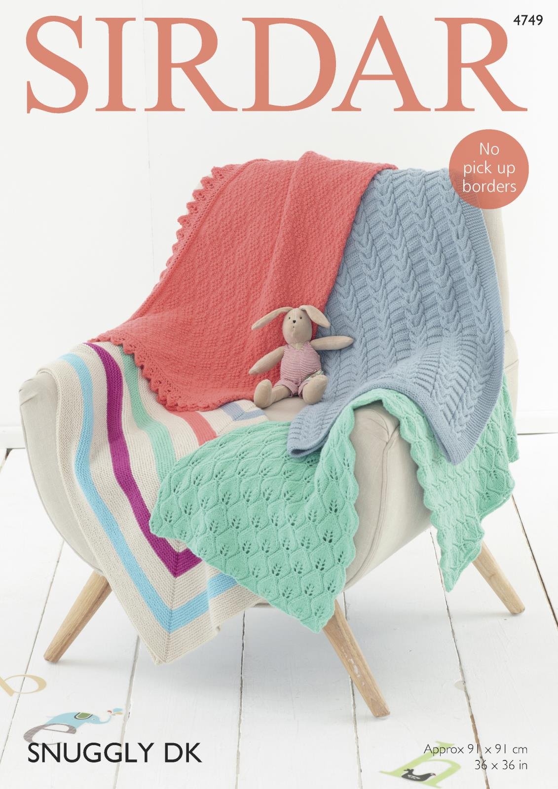 Sirdar 4749 Knitting Pattern Patterned Blankets in Sirdar Snuggly DK