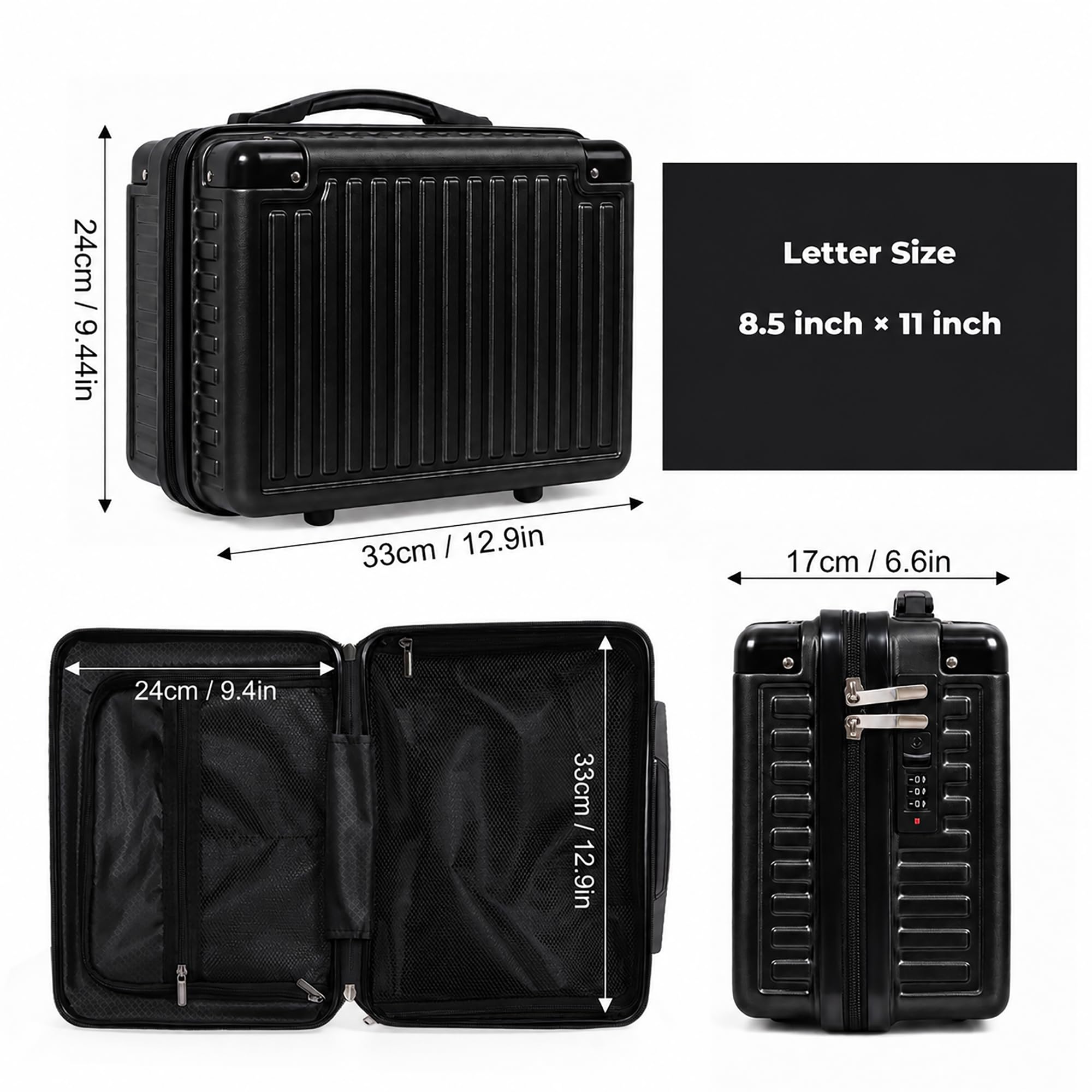 Trousse de maquillage rigide de 35,6 cm, trousse de maquillage portable, mini valise rigide pour articles de toilette et produits de beauté essentiels, noir, Tendance