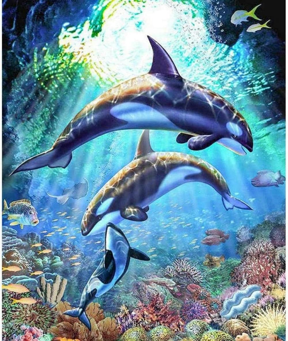 Queen Show Gold Cross Stitch Kit Sea Killer Whale 40X50cm Diy Cross Stitch Kit Embroidery For Beginners Home Decoration 11Ct Pre-Printed Canvas Embroidery Kit Handmade Minimalist Style