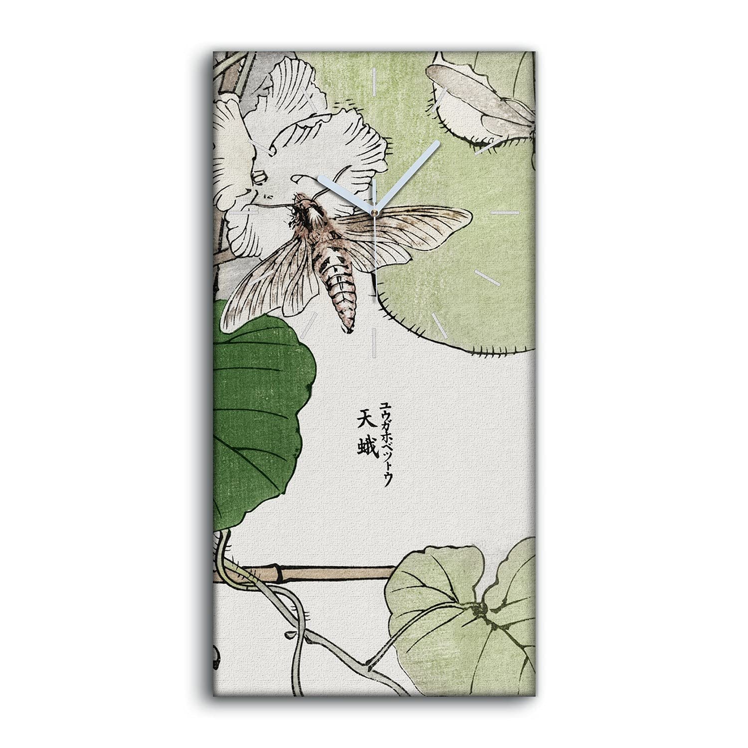 Horloge sur toile Coloray 30x60cm décoration branche fleurs salon