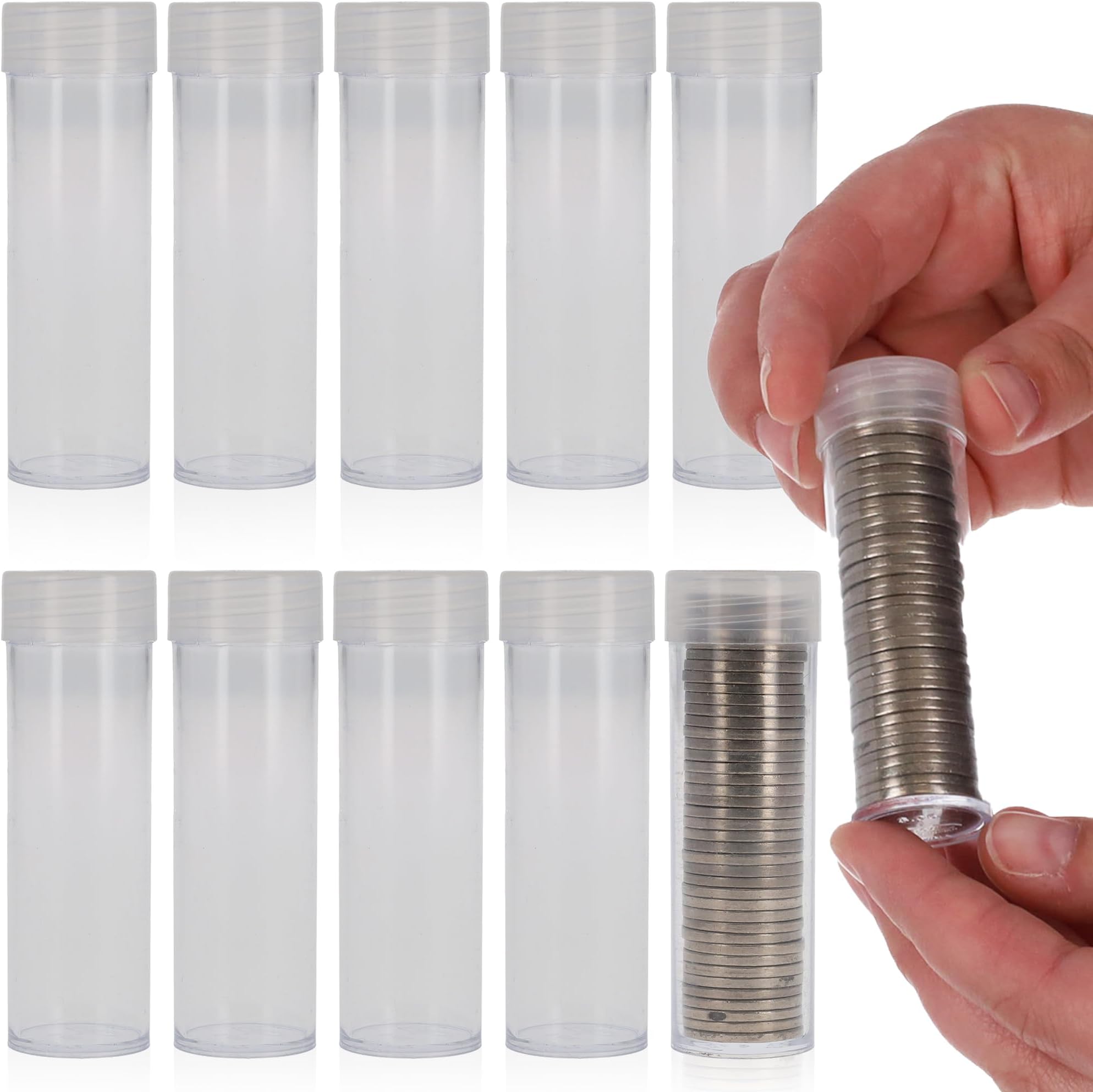 BCW Coin Tubes for US Nickels – 10ct | Durable Plastic Storage with Airtight Lids | Holders for Collectors