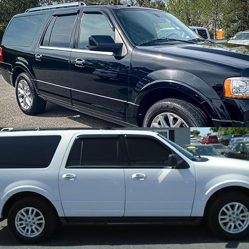 Miniatura 2 de Juego de 4 protectores de lluvia con cinta adhesiva de montaje exterior, bonitas viseras laterales compatibles con Ford Expedition 1997-2016 Lincoln