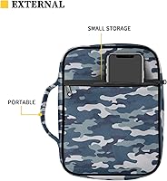 Vista 4 de Coldinair Funda de Biblia con estampado de camuflaje azul para hombres, mujeres y adolescentes, funda de transporte para libros, bolsa de iglesia