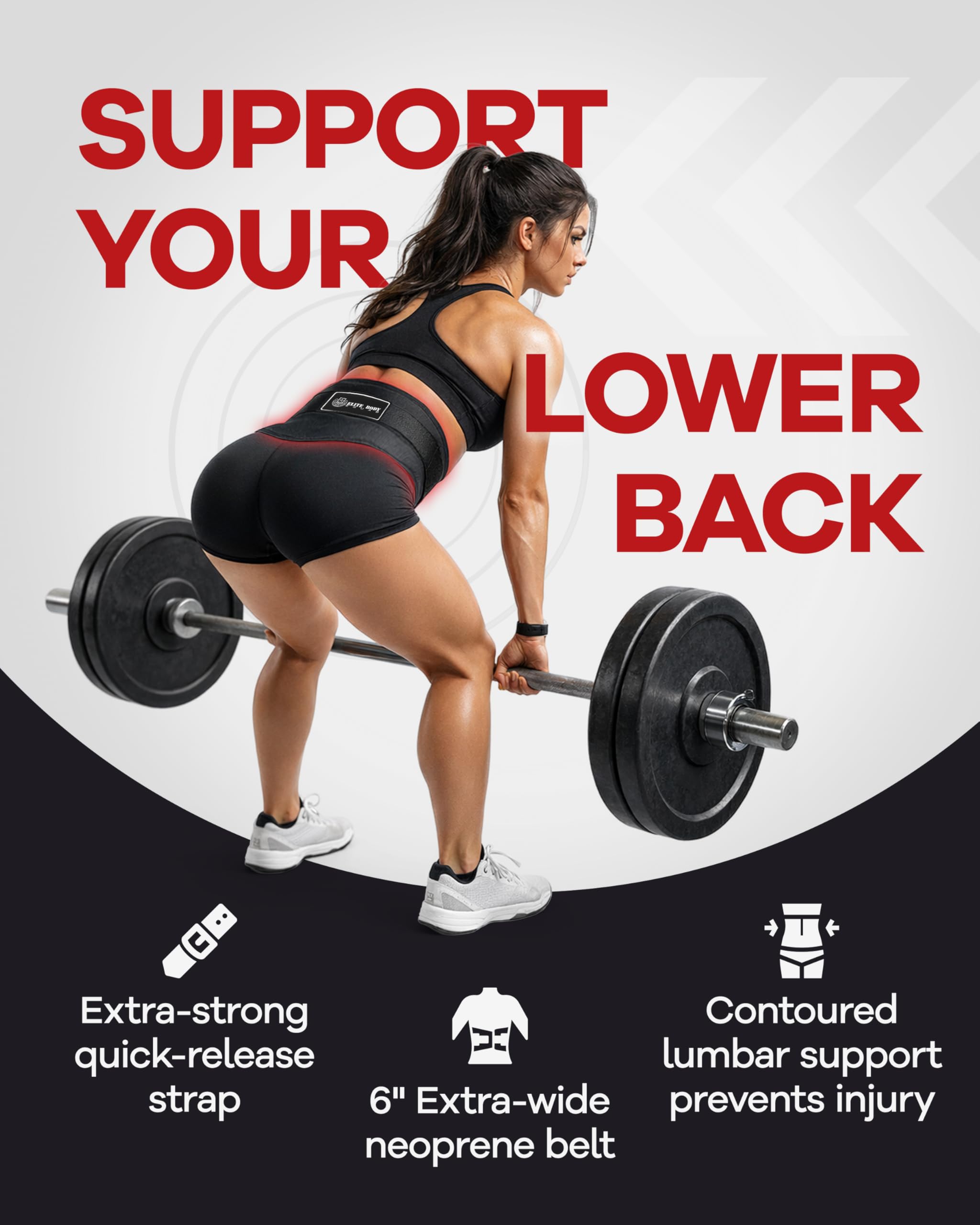 Cintura per sollevamento pesi – Cintura in neoprene della migliore qualità per Powerlifting per un sostegno lombare superiore – Perfetta come cintura per gli addominali in palestra – Accessorio per il Bodybuilding leggero per gli uomini + Cintura di soste