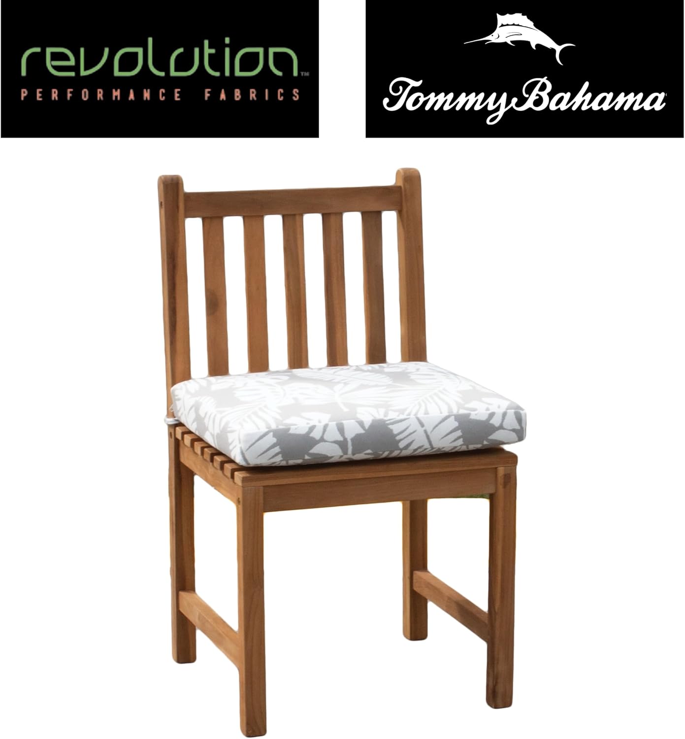 Tommy Bahama Sunbrella® Fabric 1-Piece Outdoor Knife Edge Dining Chair Cushion, 19" W x 19" L, Tropical Chrome