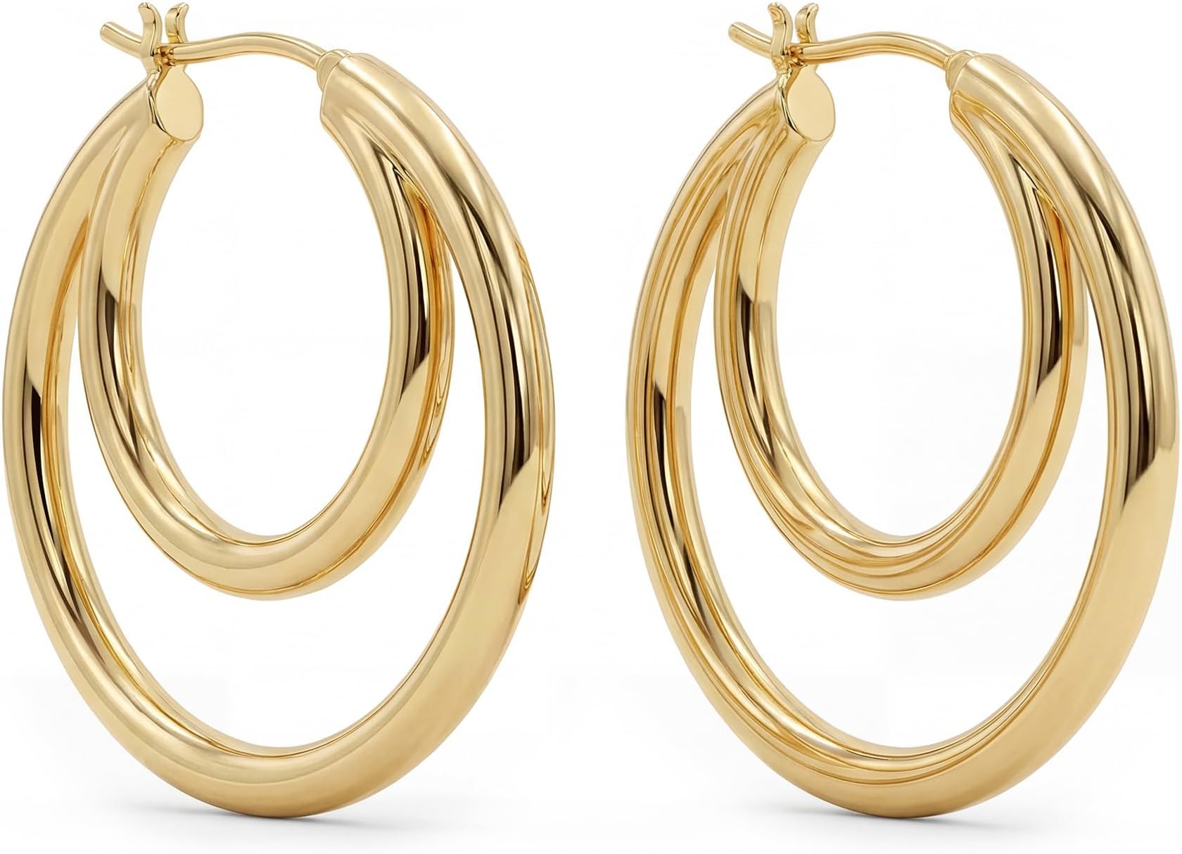 Women Hoop Earrings Gold 14K Simple Hypoallergenic Everyday Jewelry