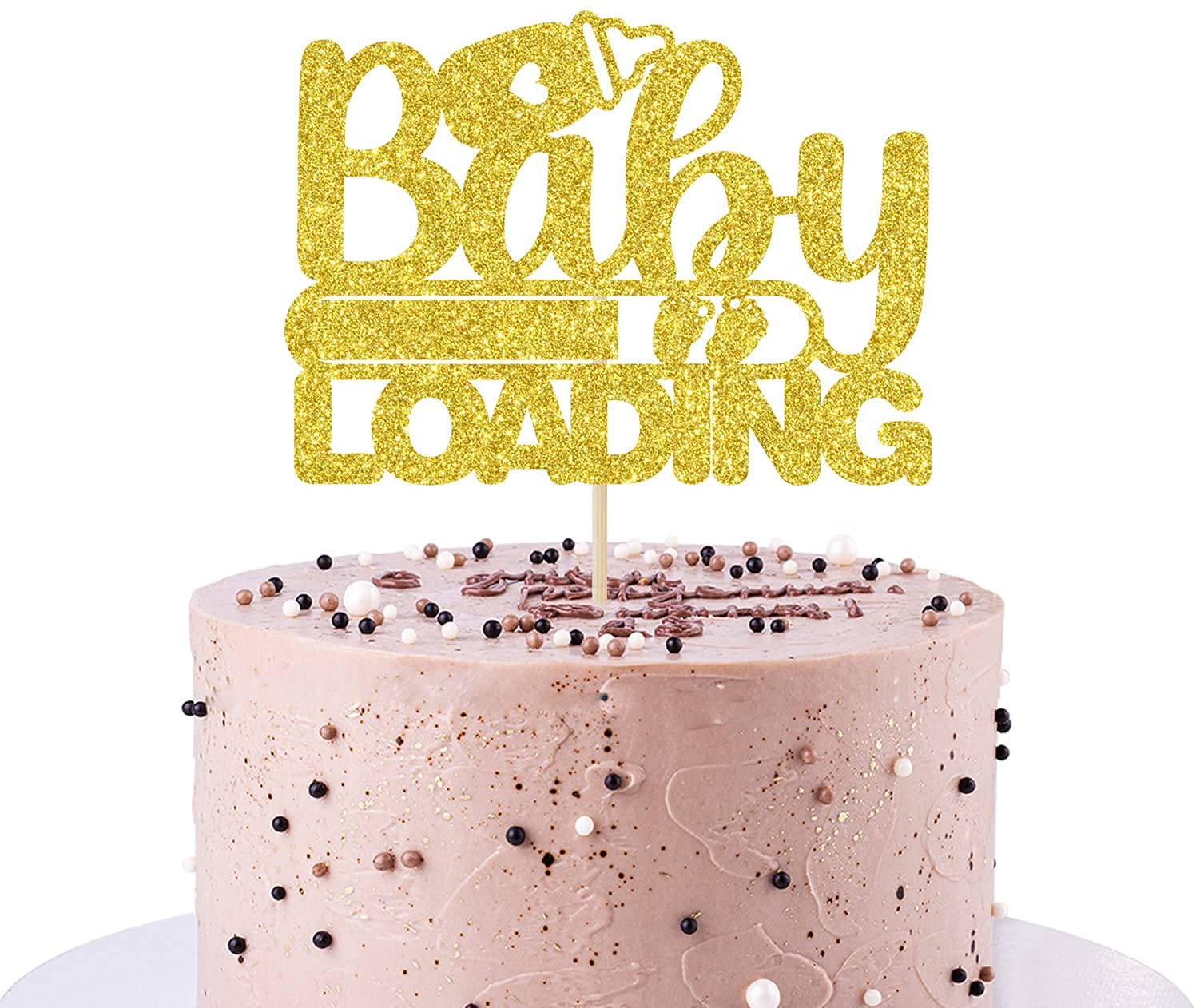 Zyozi Gold Baby Loading Cake Topper Oh Baby Baby Shower Gender Reveal Welcome Baby Party Decoration Amazon In Toys Games