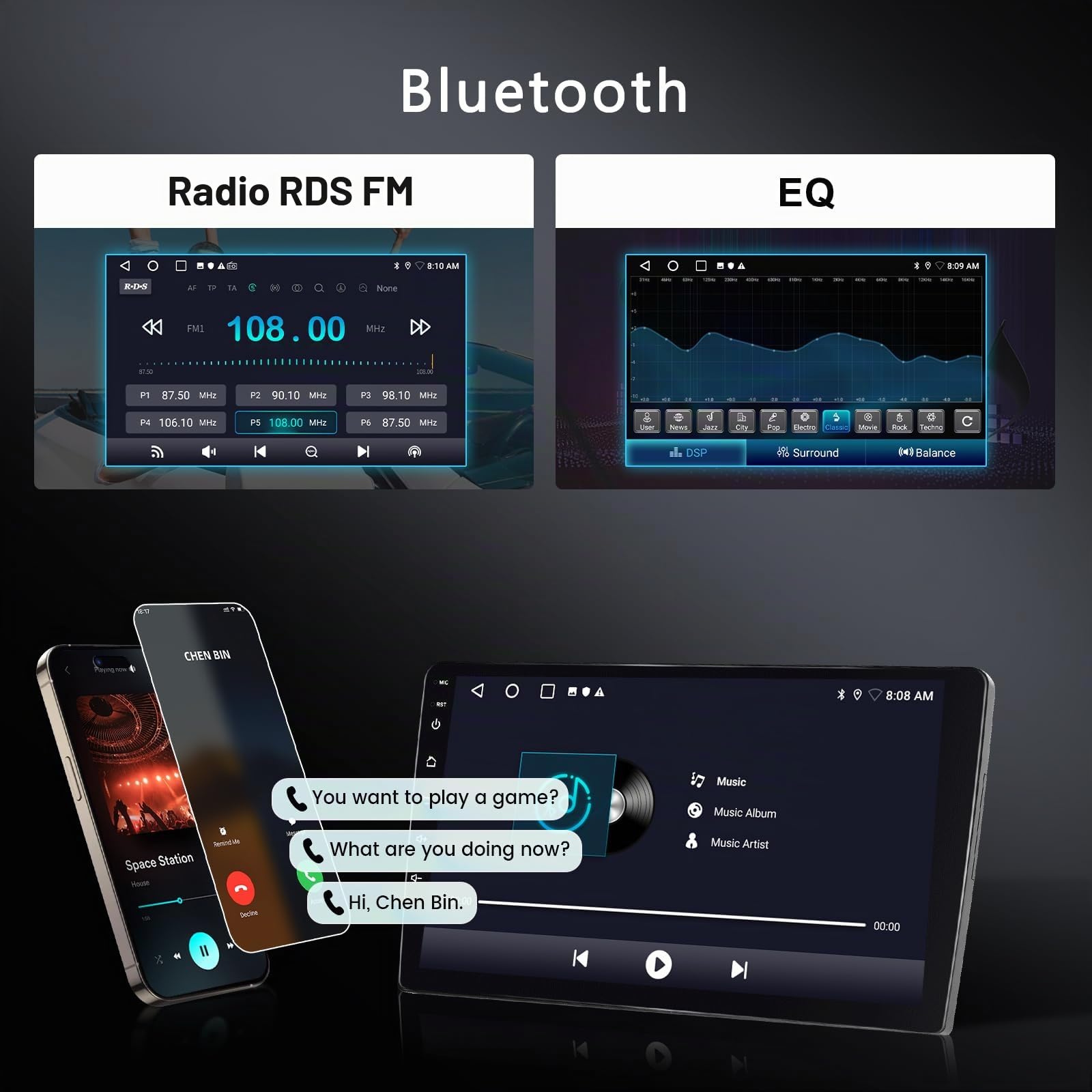 Hodozzy 2G 64G Radio para Renault Megane 2 2002-2009 con Carplay Inalámbrico Android Auto, Android Radio Coche 9 Pulgadas Pantalla Táctil GPS Bluetooth WiFi FM RDS, Control del Volante Cámara