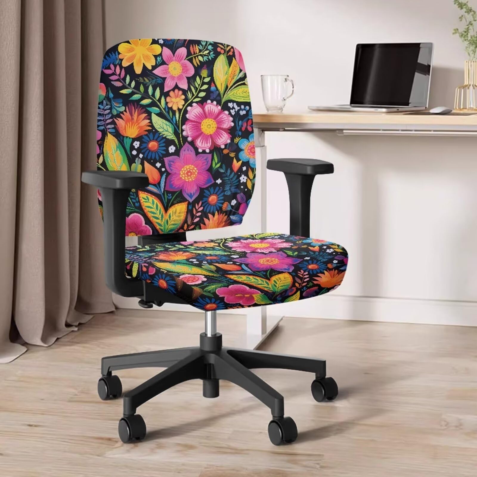 Hwiplsvny Flower Print Office Chair Covers Stretchable Computer Chair Protector Armrest Chair Slipcover Computer Chair Seat Cushion Cover Chair Protector