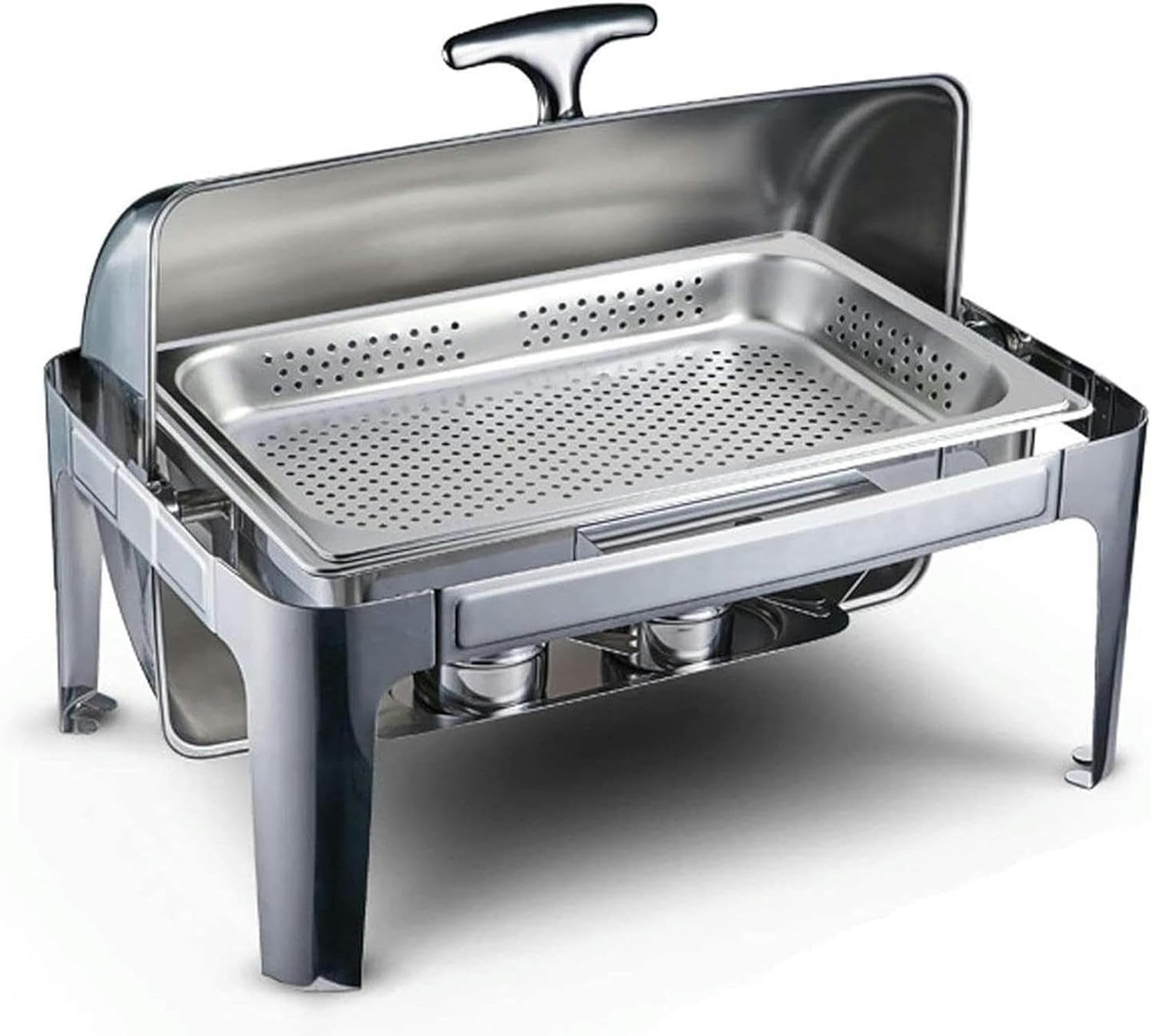 Chafing Dish in Acciaio Inox da 9 Litri,Set di Chafing Dish Scaldavivande A Buffet,con Teglie per Alimenti E Porta-Combustibile,Set Professionale Scaldavivande per Cat