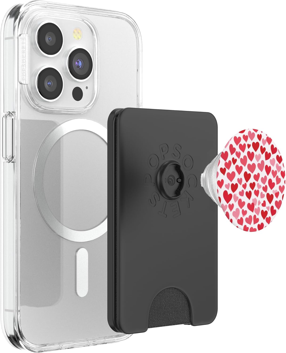 Red Hearts PopSockets PopWallet for MagSafe