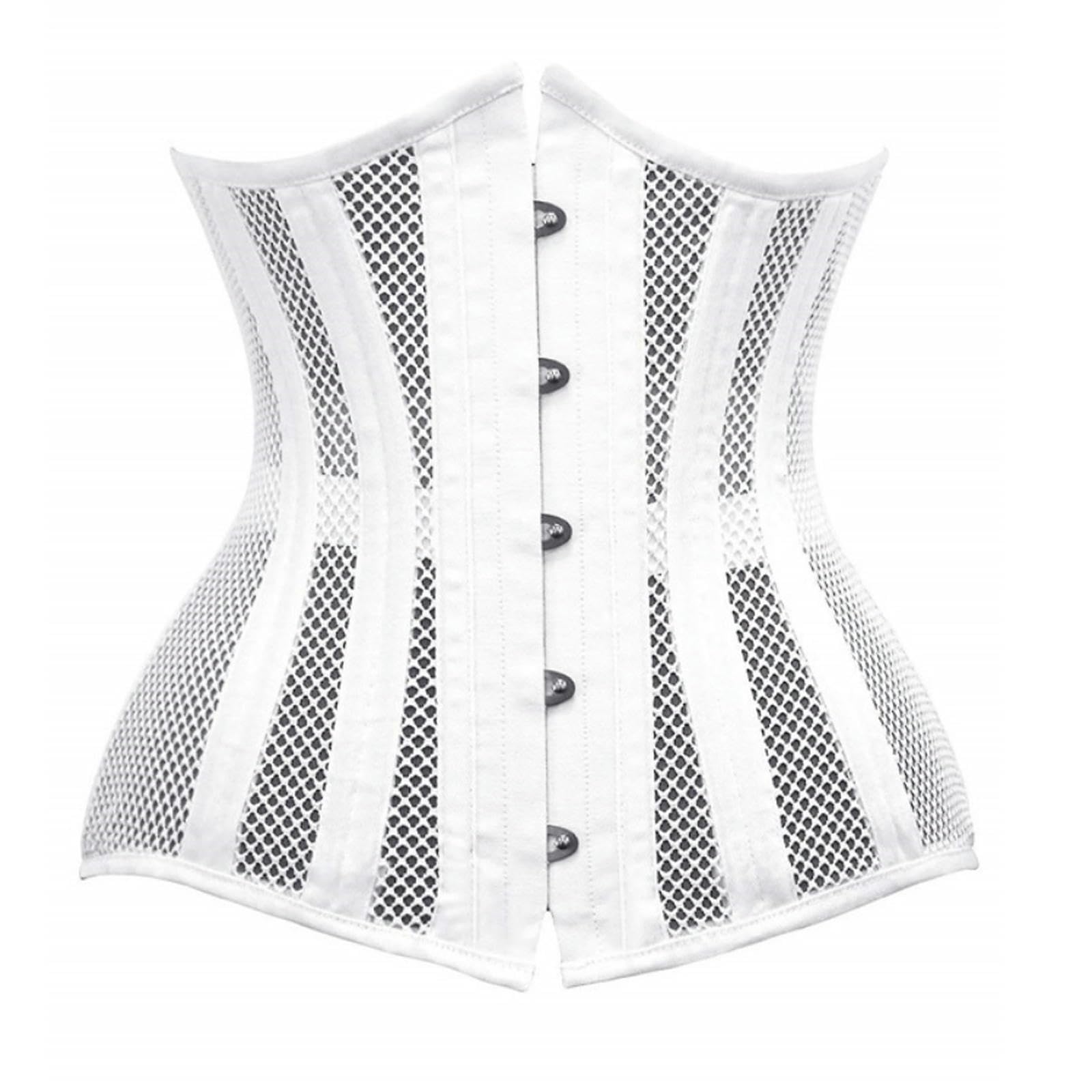 Xmaiyif Women's White Corset Corsets Under Bust Corsets Breathable Mesh Hollow Out Waist Trainer Corsets-L