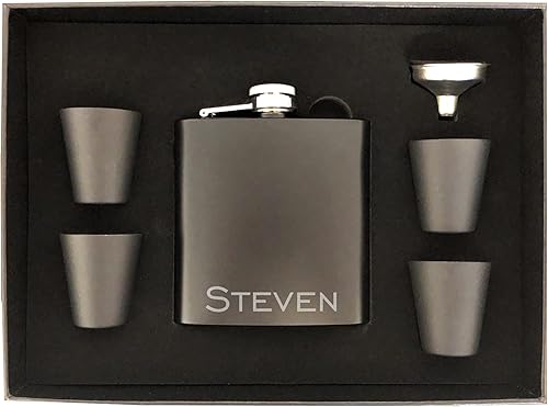 Miniatura 4 de Frasco grabado personalizado de acero de 6 onzas con nombre de texto personalizado, regalo de boda, padrinos de boda (solo flash)